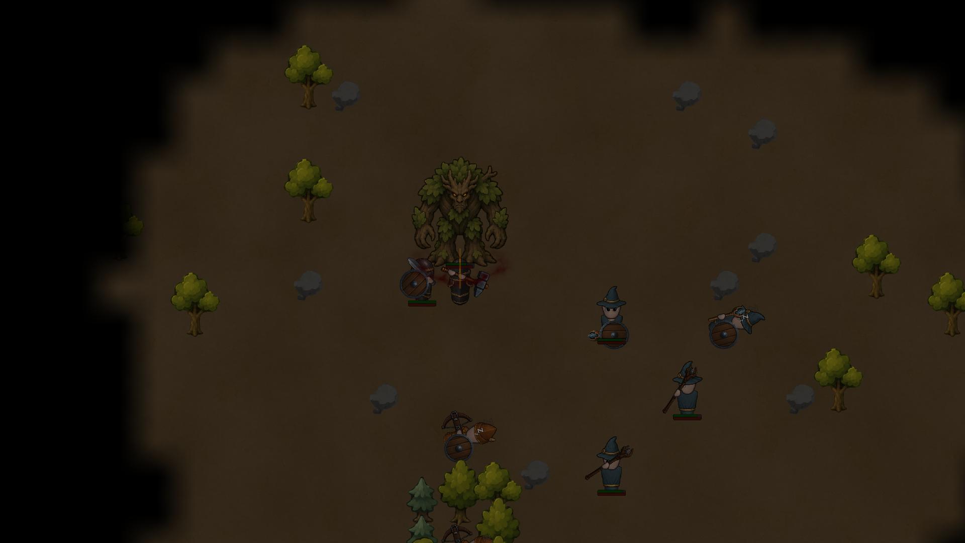 A RuneEra guild fighting the Elder Tree boss in a dark forest